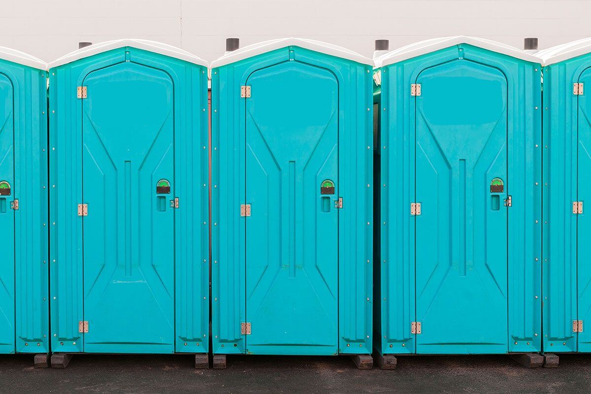 Industrial portable restroom units at a plant in Casper, Wyoming