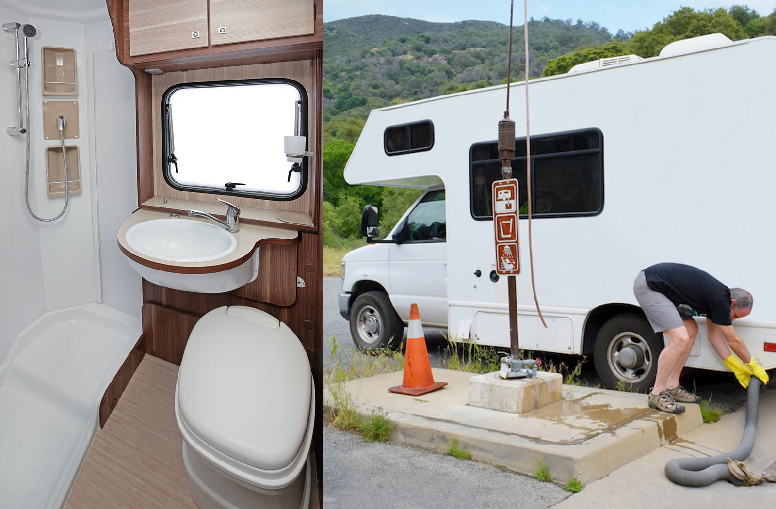 Portable RV/camper toilet and holding tank setup in Casper, Wyoming