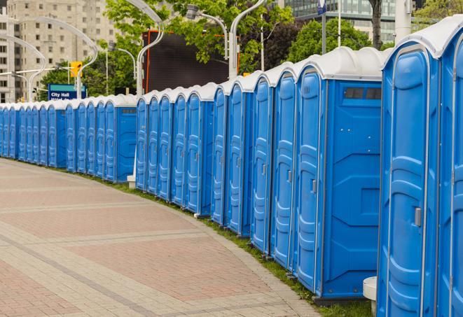 Seasonal porta potty units set up at a Casper, Wyoming venue